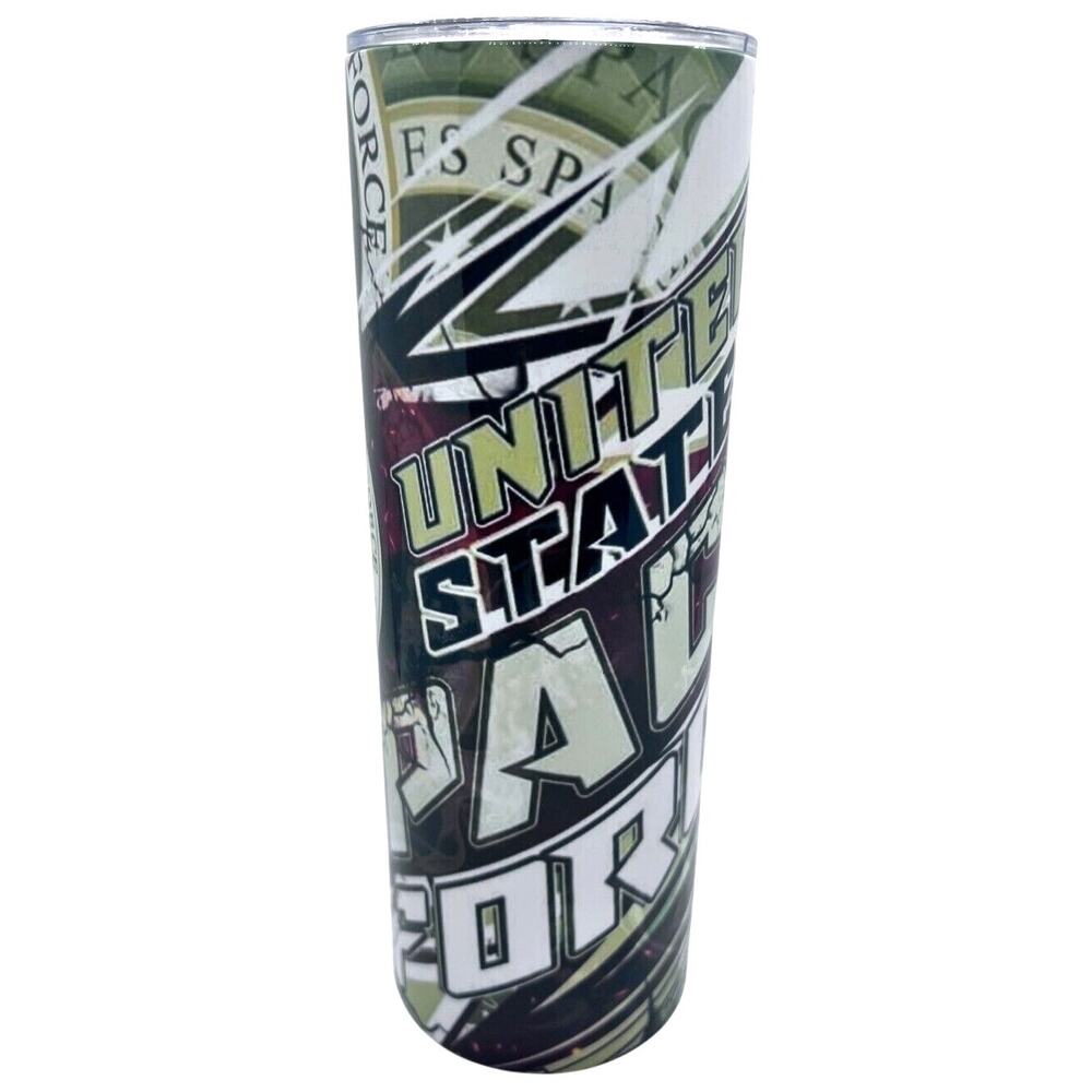 USA Space Force Inspired 20 oz Skinny Tumbler Custom, Straw & Lid Included, New